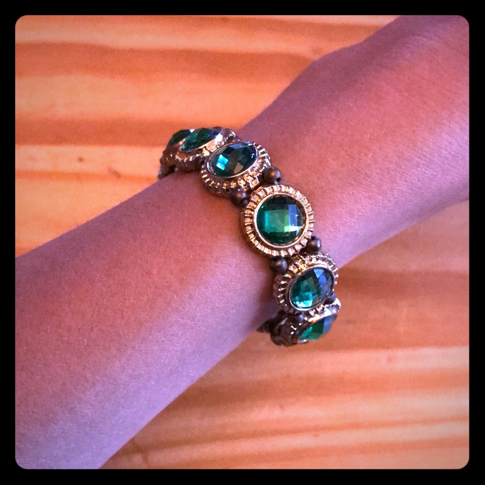 Gold and green costume bracelet